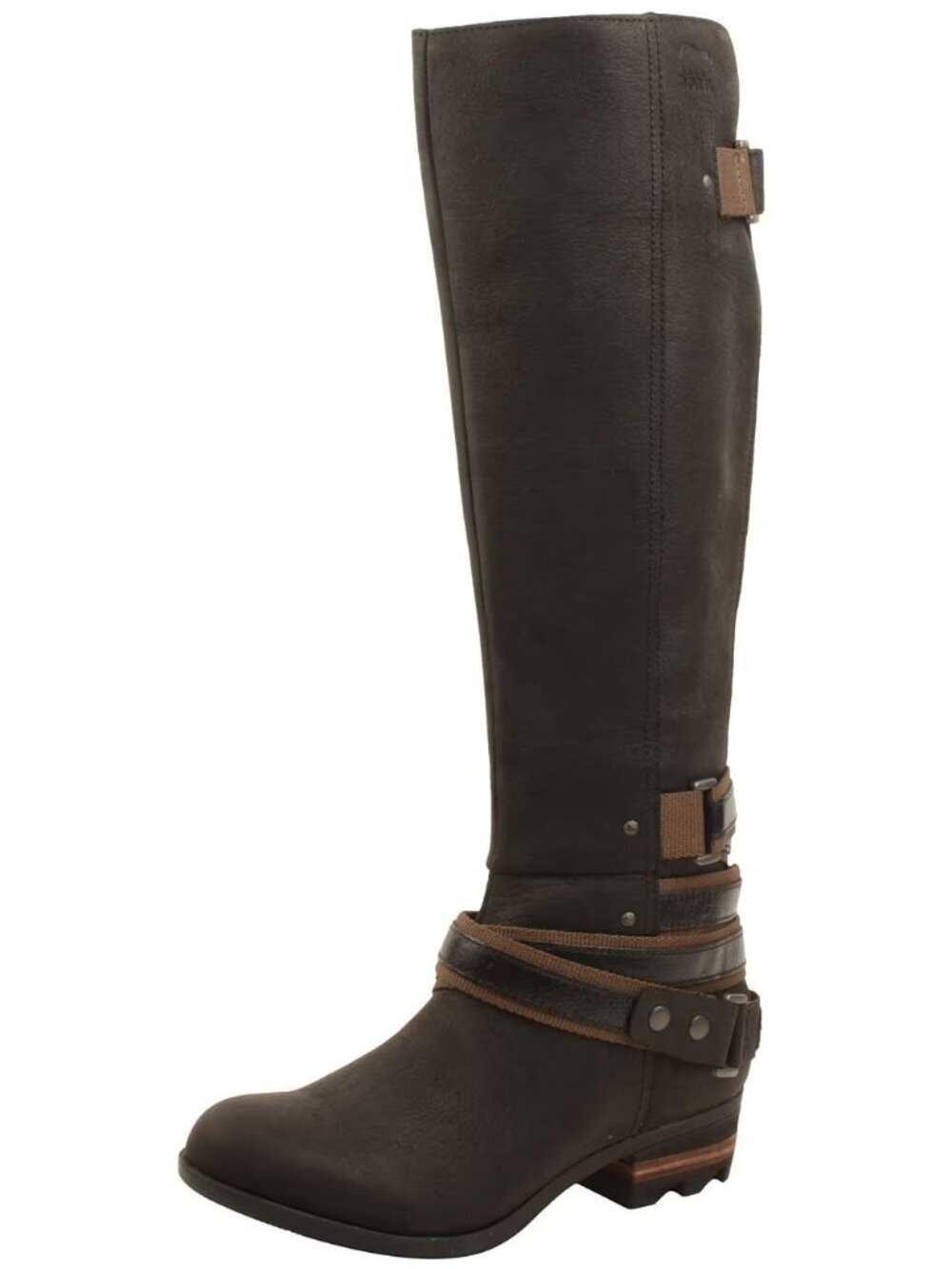 Sorel Lolla Tall boots 9 black brown accents leather waterproof knee high *small